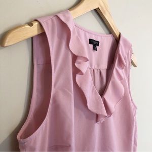 Talbots Pink Blouse Dusty Rose Ruffle V-Neck Small Petite